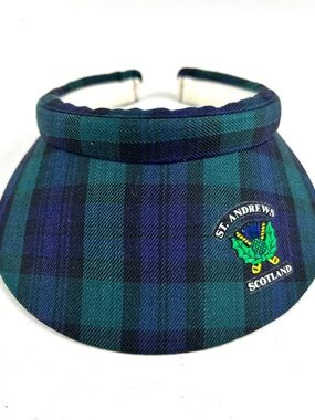 Old Course St Andrews Lady Visor Plaid Blue One Size